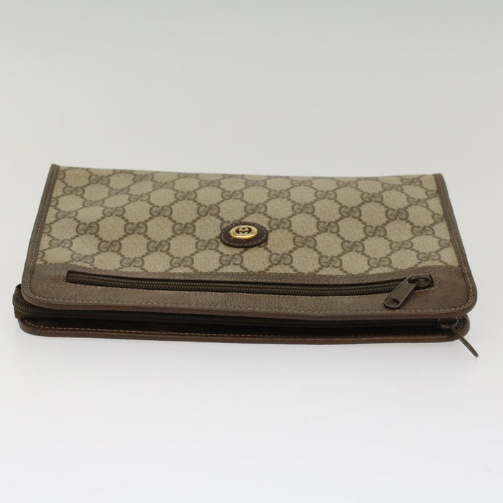 GUCCI GG Canvas Clutch Bag PVC Leather Beige 97.01.037  48147