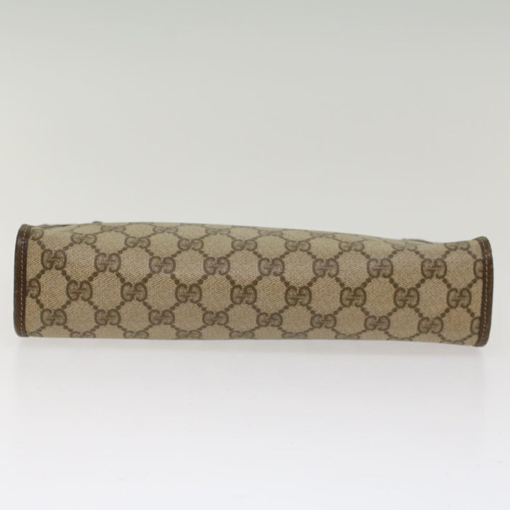 GUCCI GG Canvas Clutch Bag PVC Leather Beige 97.01.037  48147