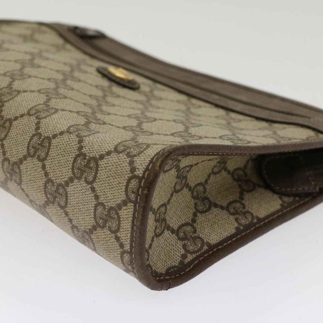 GUCCI GG Canvas Clutch Bag PVC Leather Beige 97.01.037  48147