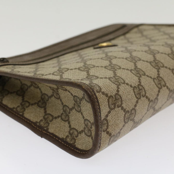 GUCCI GG Canvas Clutch Bag PVC Leather Beige 97.01.037  48147