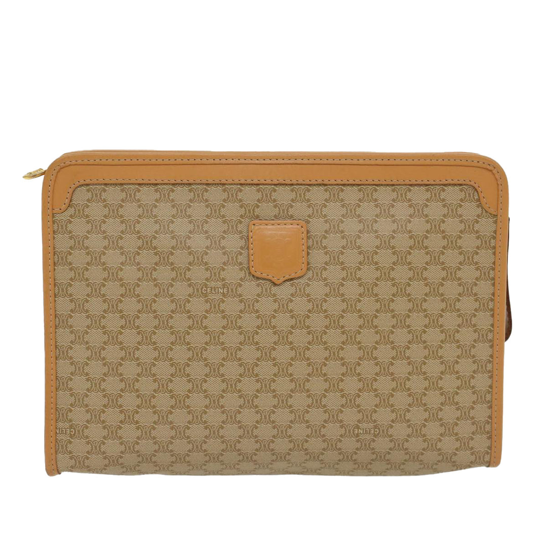 Celine Macadam Canvas Clutch Bag PVC Leather Beige  48156