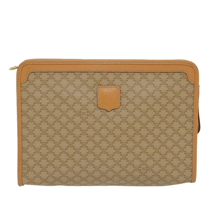 Celine Macadam Canvas Clutch Bag PVC Leather Beige  48156