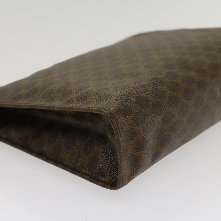 Celine Macadam Canvas Clutch Bag PVC Leather Brown  48205