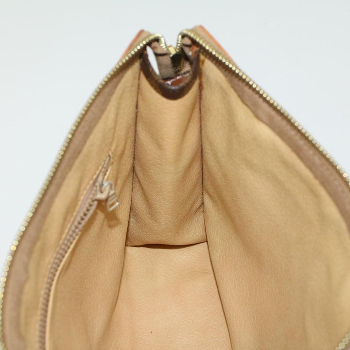 Celine Macadam Canvas Clutch Bag PVC Leather Brown  48205