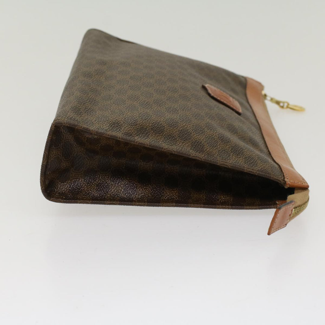 Celine Macadam Canvas Clutch Bag PVC Leather Brown  48205