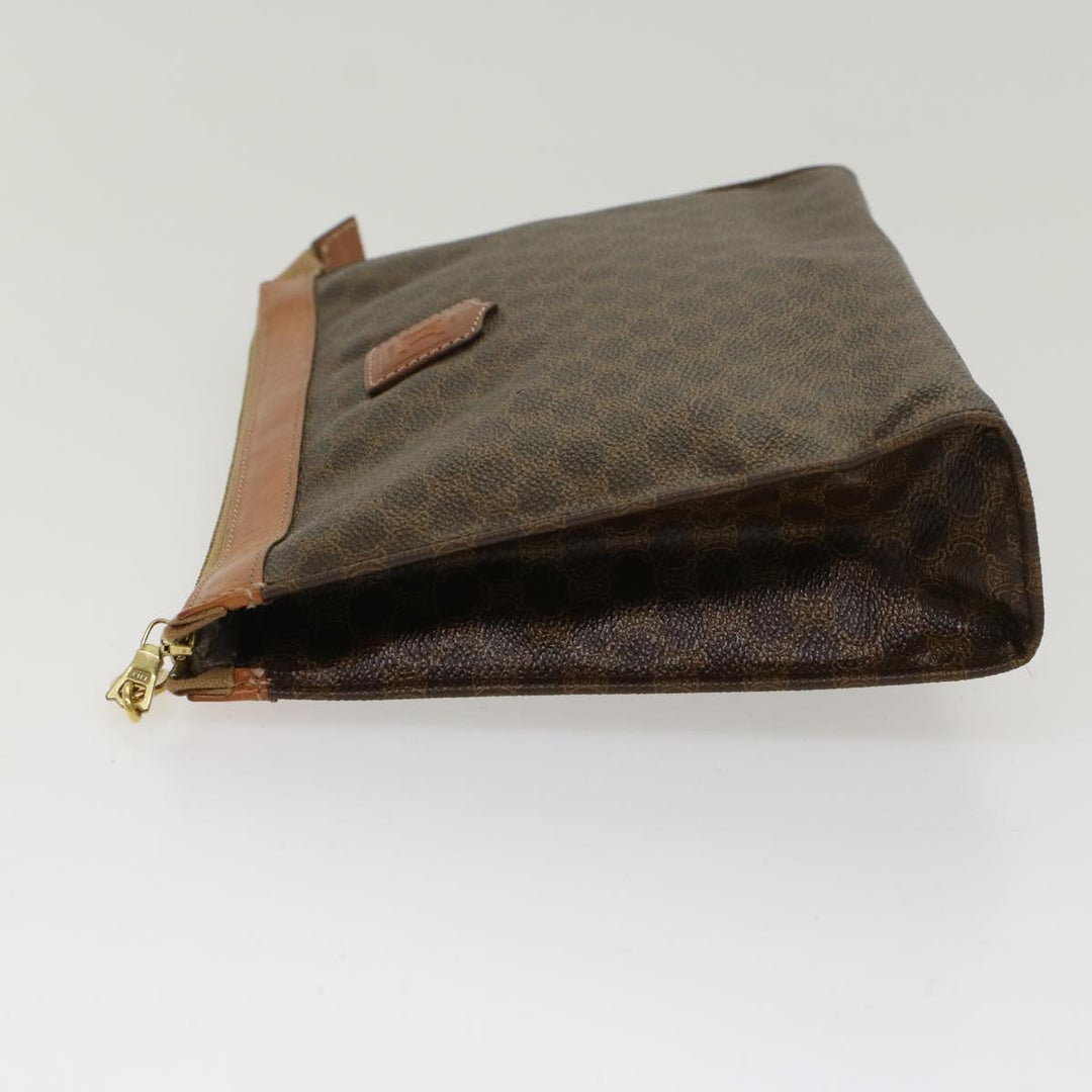 Celine Macadam Canvas Clutch Bag PVC Leather Brown  48205