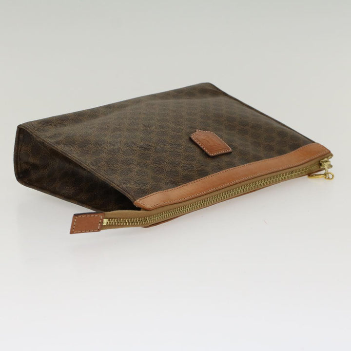 Celine Macadam Canvas Clutch Bag PVC Leather Brown  48205