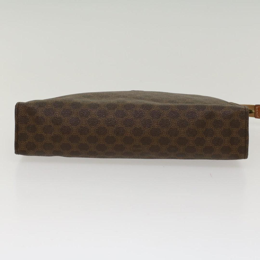 Celine Macadam Canvas Clutch Bag PVC Leather Brown  48205