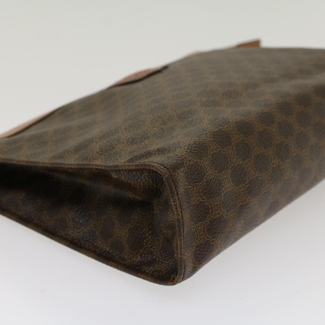 Celine Macadam Canvas Clutch Bag PVC Leather Brown  48205