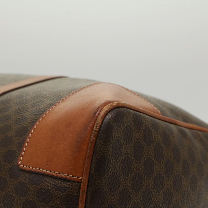 Celine Macadam Canvas Boston Bag PVC Leather Brown  48316