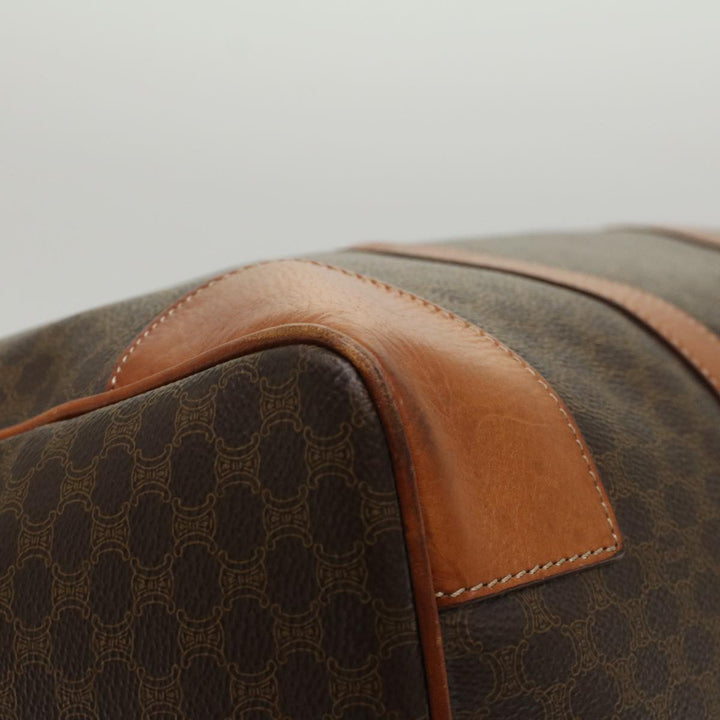 Celine Macadam Canvas Boston Bag PVC Leather Brown  48316