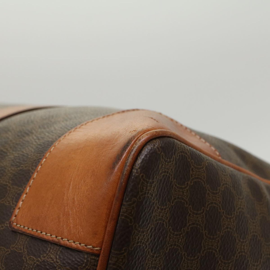 Celine Macadam Canvas Boston Bag PVC Leather Brown  48316