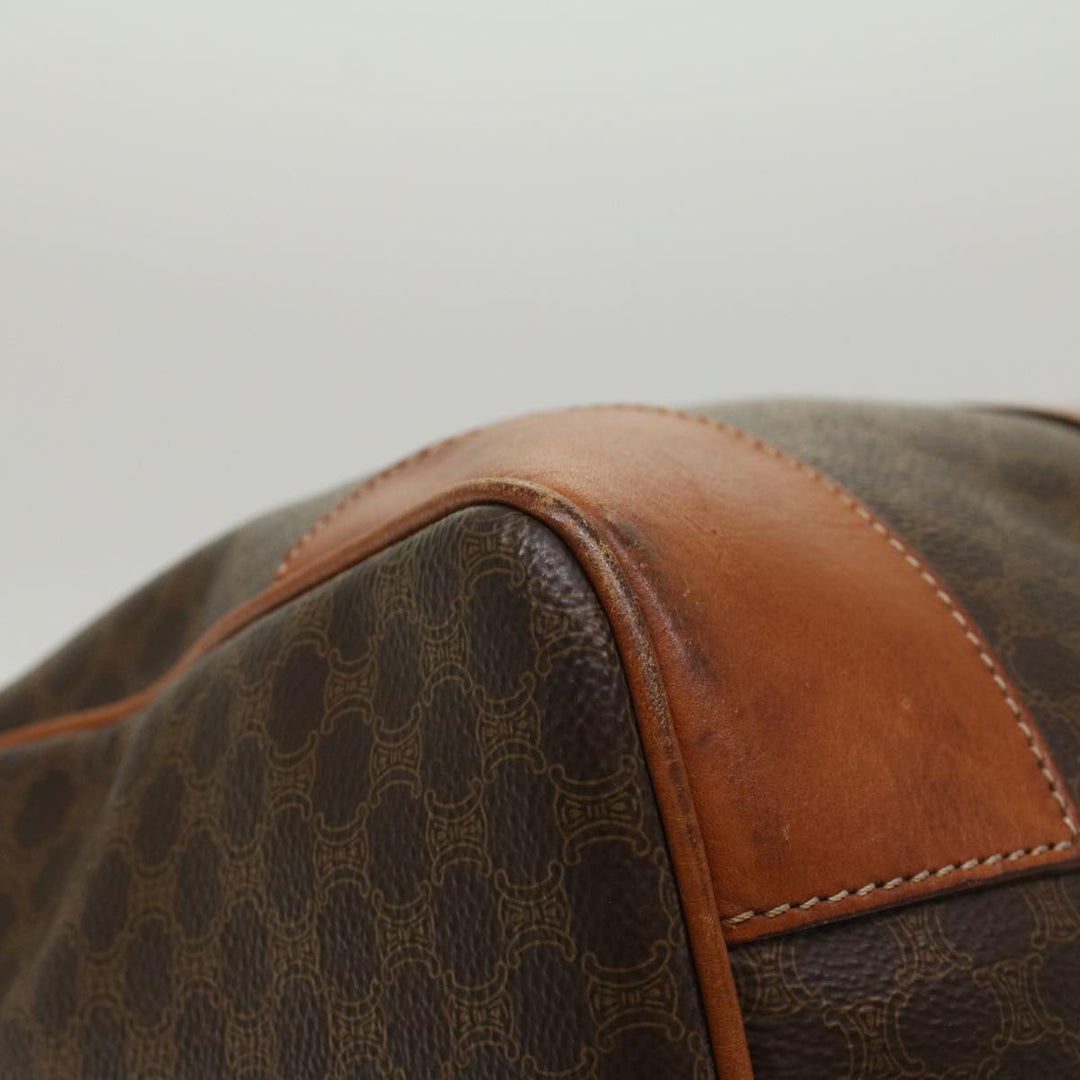 Celine Macadam Canvas Boston Bag PVC Leather Brown  48316