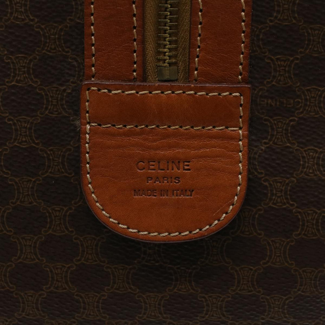 Celine Macadam Canvas Boston Bag PVC Leather Brown  48316