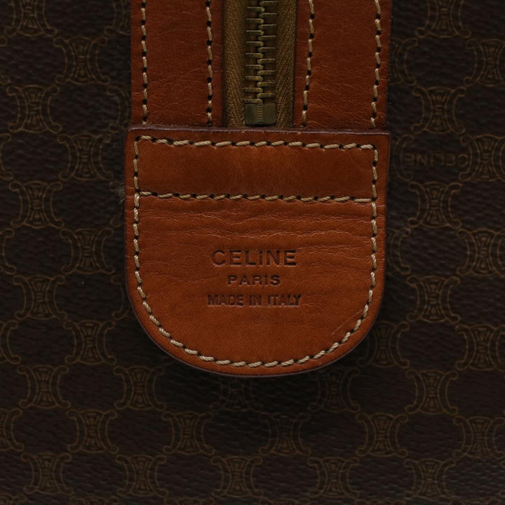 Celine Macadam Canvas Boston Bag PVC Leather Brown  48316