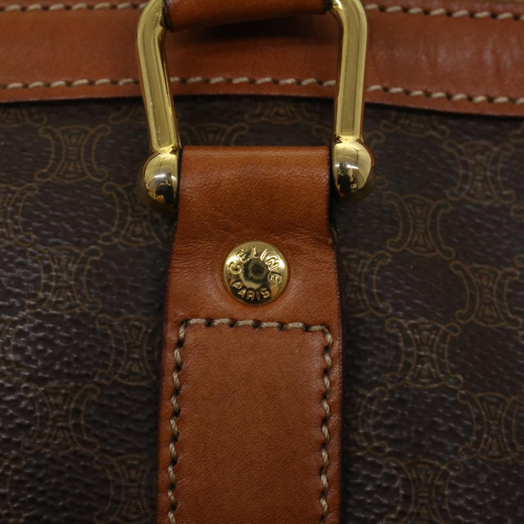 Celine Macadam Canvas Boston Bag PVC Leather Brown  48316
