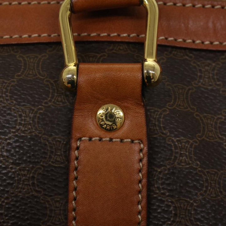 Celine Macadam Canvas Boston Bag PVC Leather Brown  48316