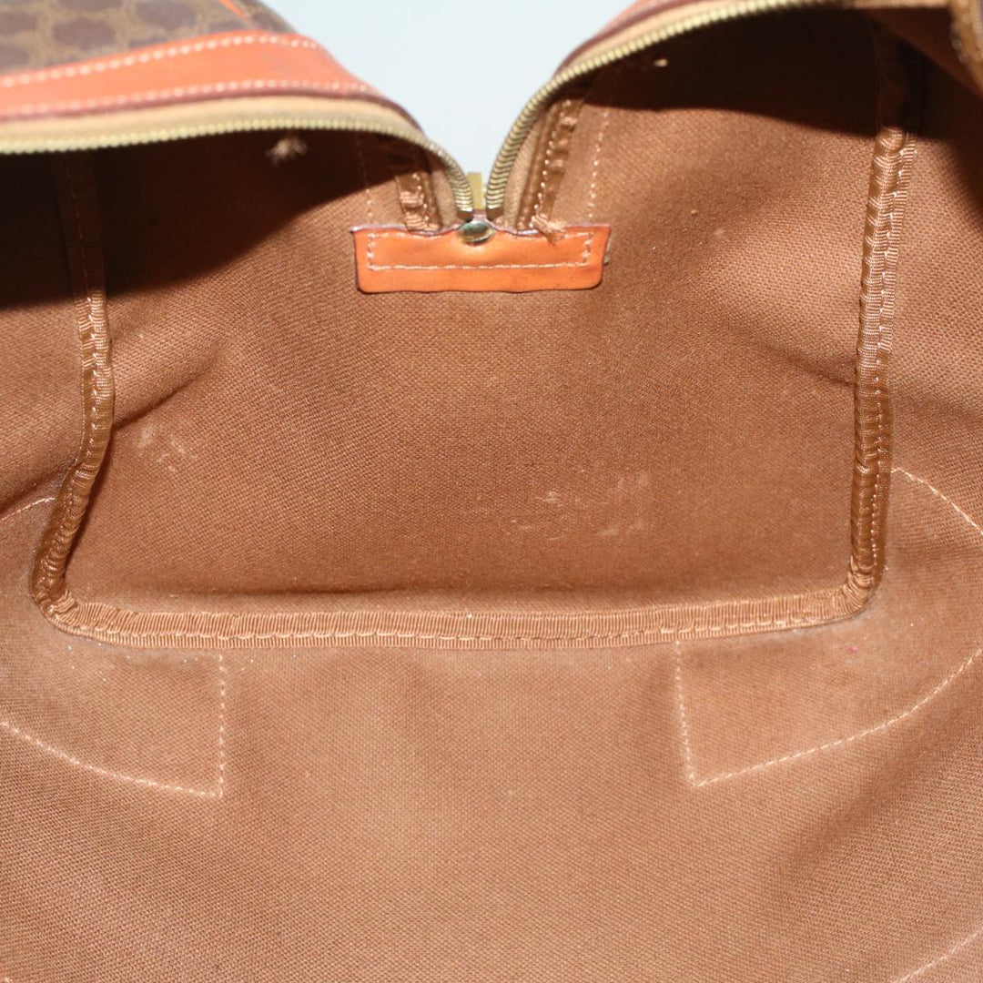 Celine Macadam Canvas Boston Bag PVC Leather Brown  48316