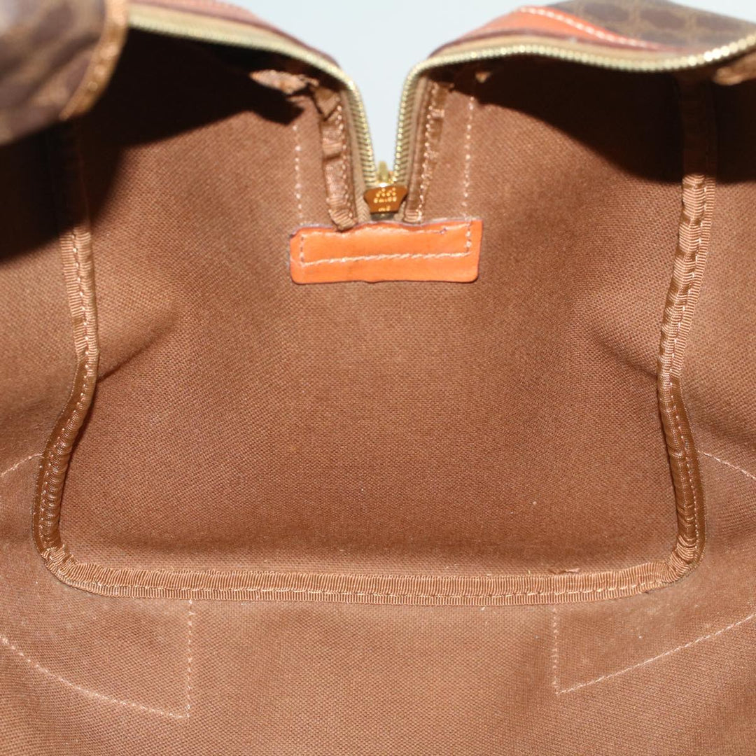 Celine Macadam Canvas Boston Bag PVC Leather Brown  48316