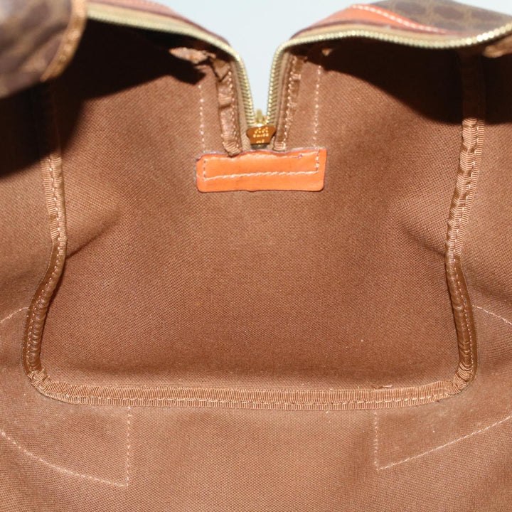 Celine Macadam Canvas Boston Bag PVC Leather Brown  48316
