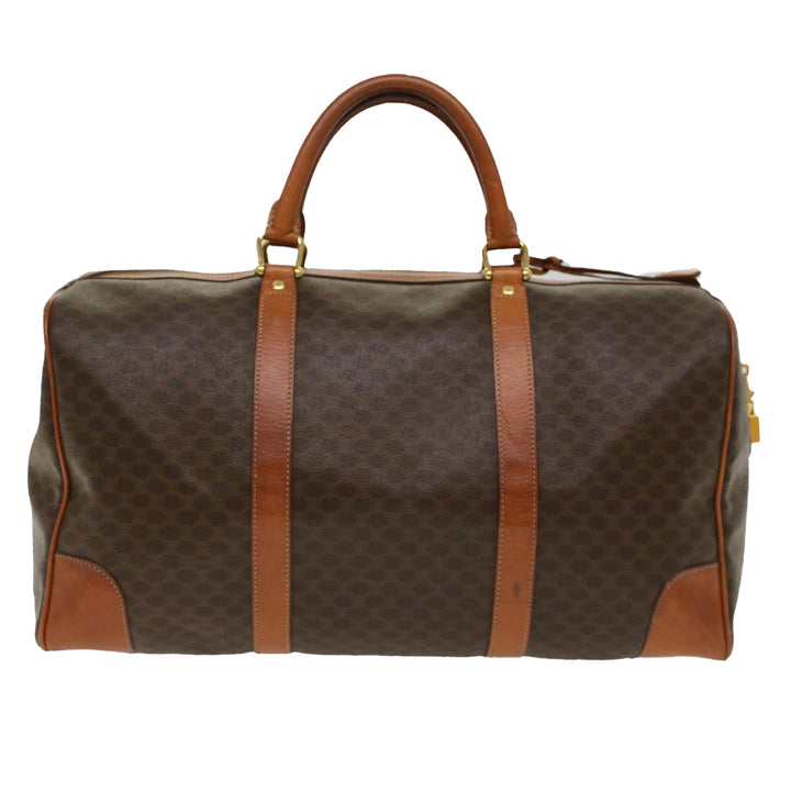 Celine Macadam Canvas Boston Bag PVC Leather Brown  48316