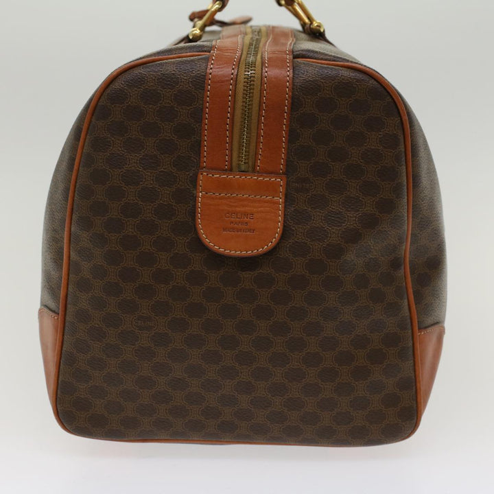 Celine Macadam Canvas Boston Bag PVC Leather Brown  48316