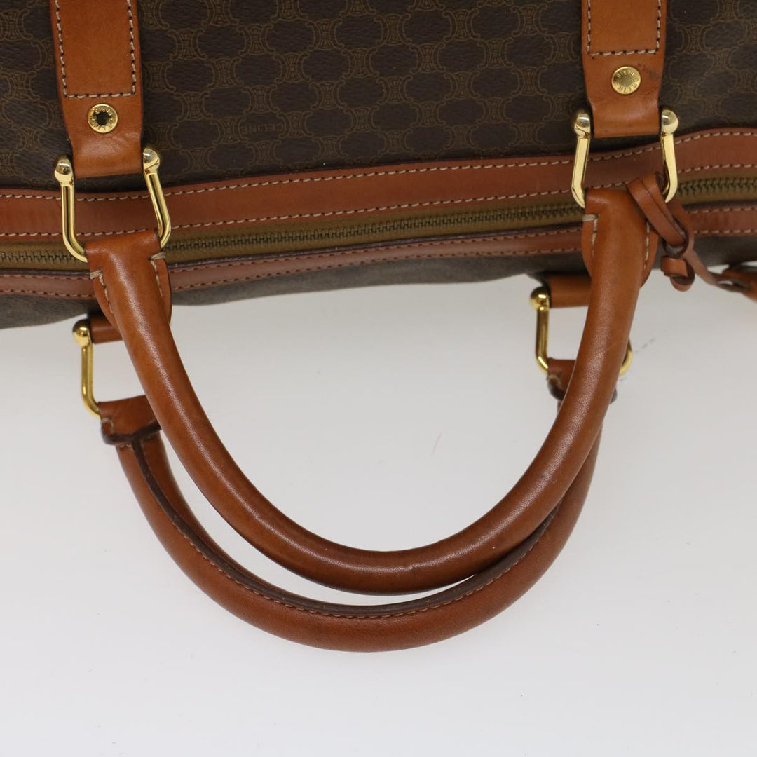 Celine Macadam Canvas Boston Bag PVC Leather Brown  48316