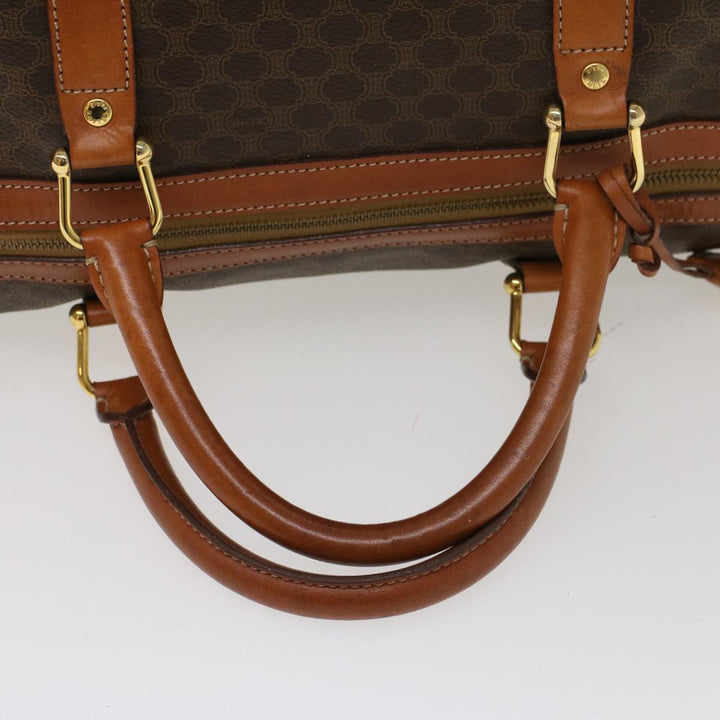 Celine Macadam Canvas Boston Bag PVC Leather Brown  48316