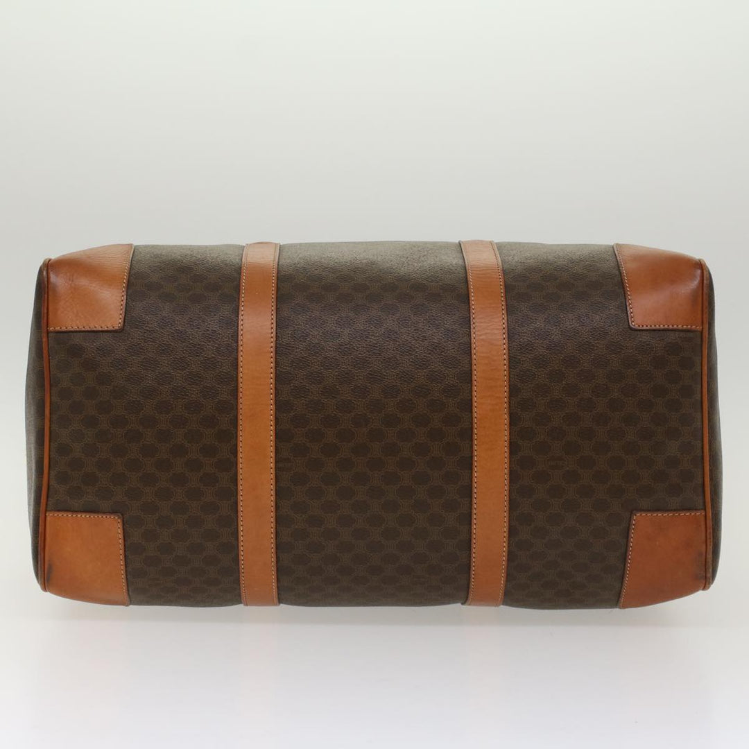 Celine Macadam Canvas Boston Bag PVC Leather Brown  48316