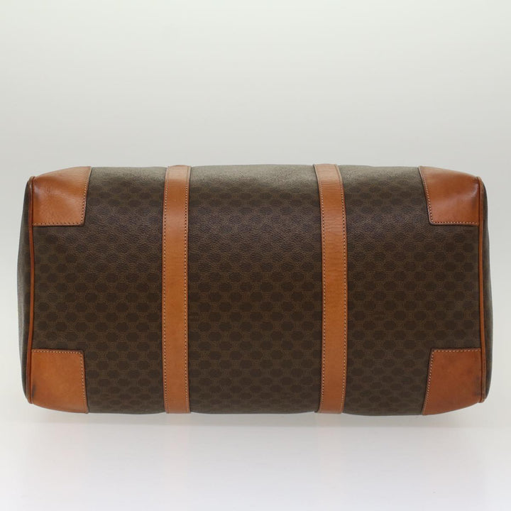 Celine Macadam Canvas Boston Bag PVC Leather Brown  48316