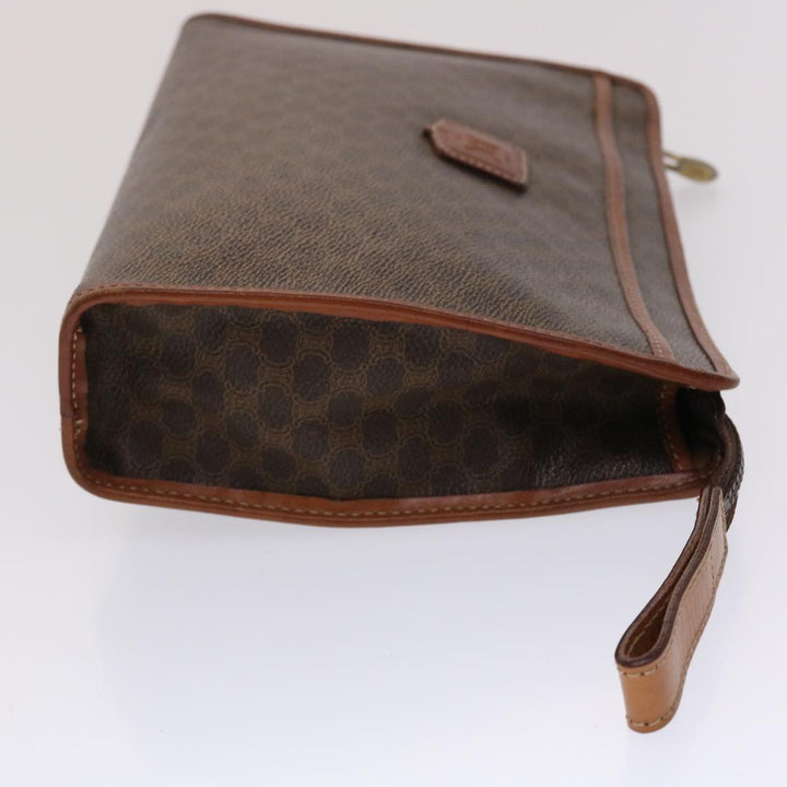 Celine Macadam Canvas Clutch Bag PVC Leather Brown  48331