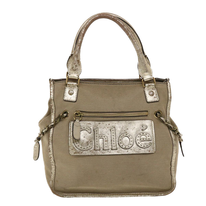 Chloe Harley Shoulder Bag Canvas Leather Beige 01-10-51-5811 48353