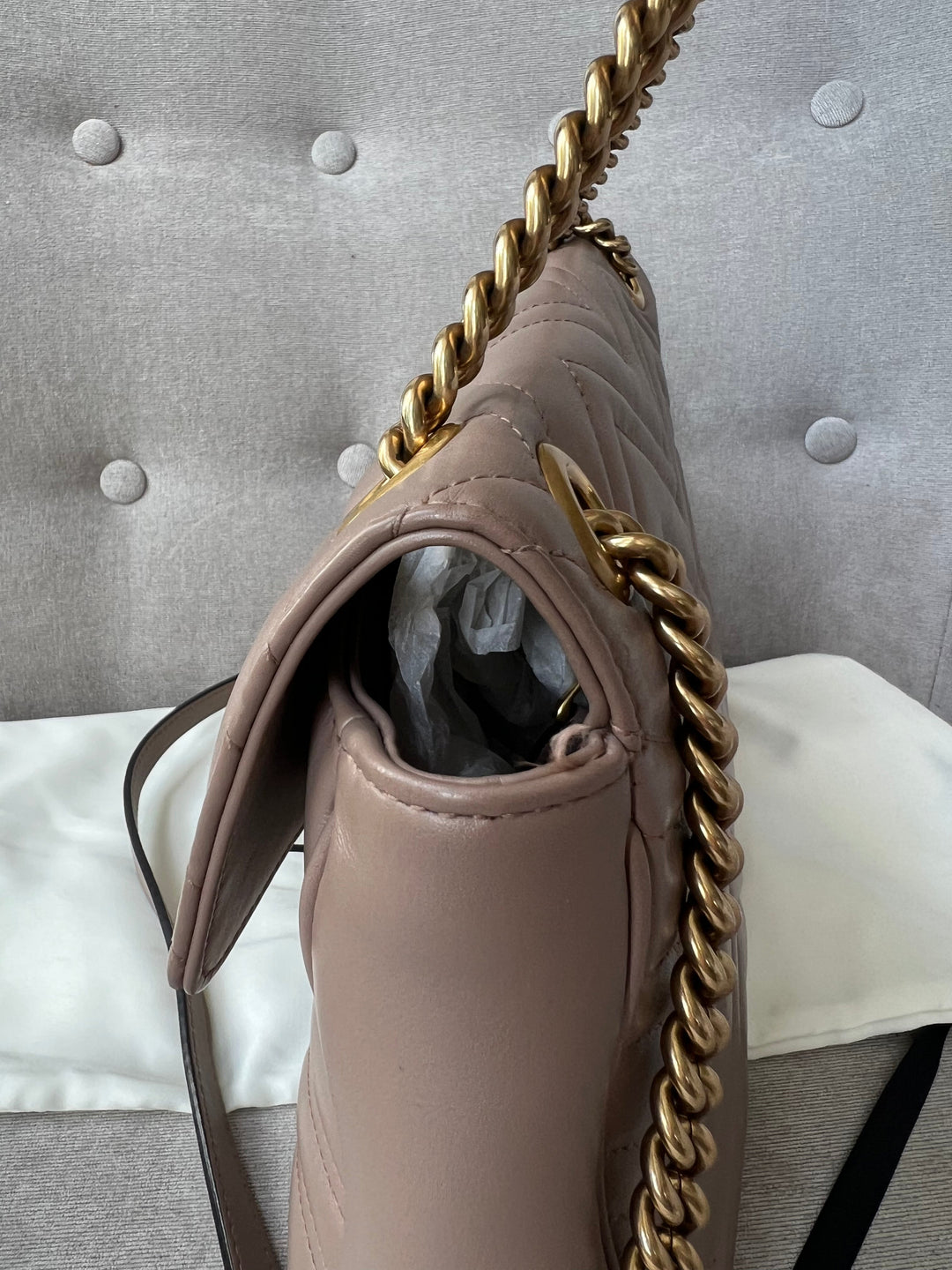 Gucci GG Dusty Pink Marmont Medium Shoulder Bag (RRP £2,070)