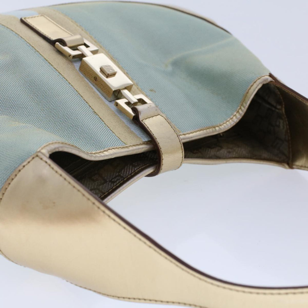 GUCCI Jackie Sherry Line Shoulder Bag Nylon Leather Light Blue Beige  48751