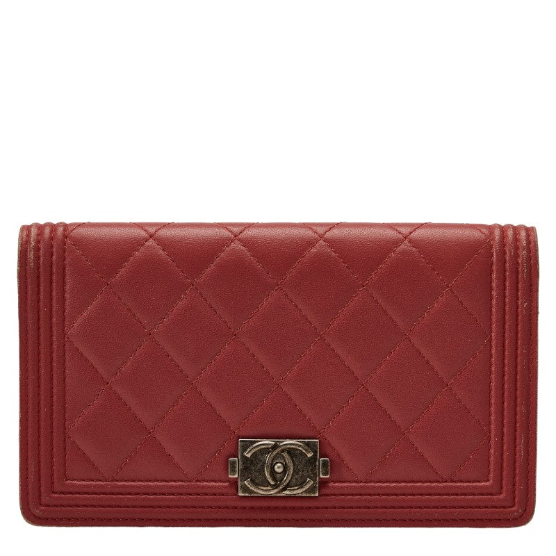 Top Quality Chanel Long Wallet Leather Wine Red