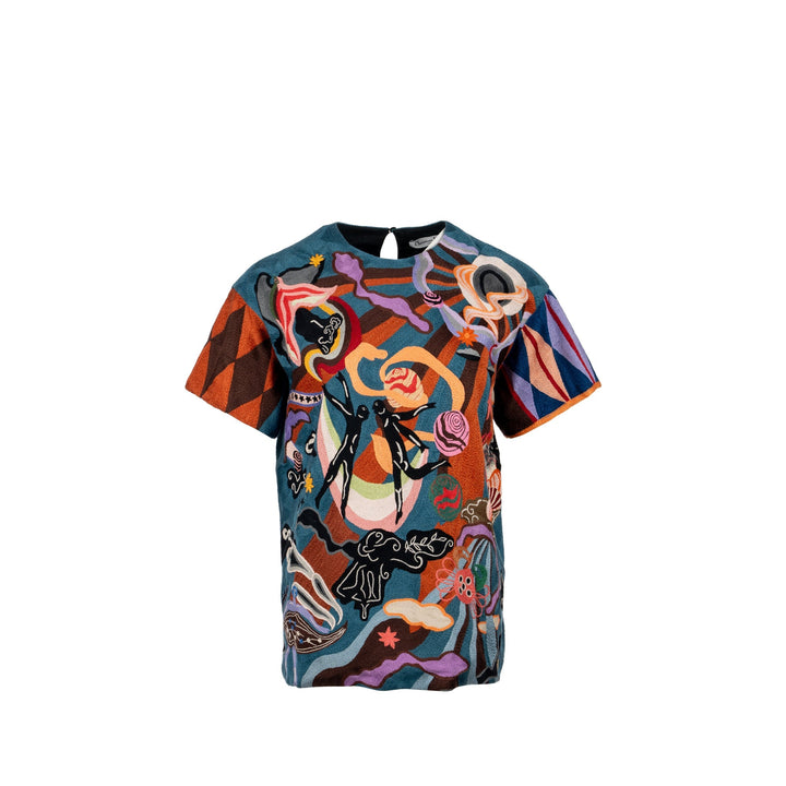 Top quality Dior Size 36 Artist Embroidery BloNew T-shirt Cotton Multicolour