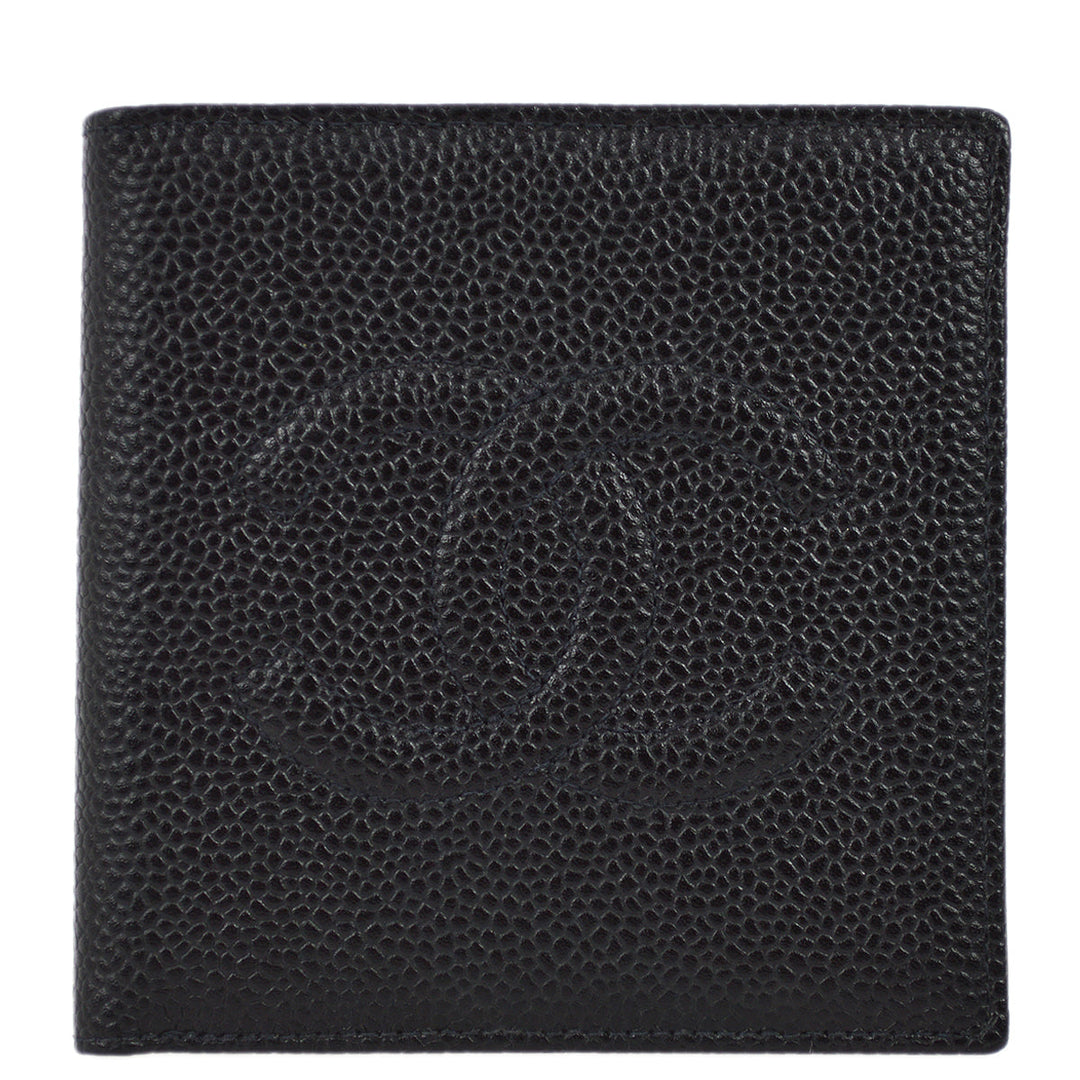Top Quality Chanel 1997-1999 Black Caviar Timeless Bifold Wallet