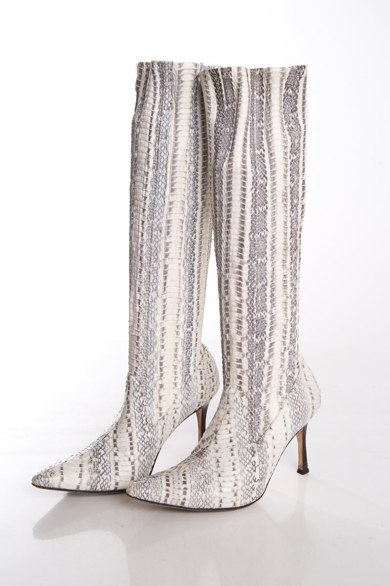 Manolo Blahnik Snakeskin Boots SZ 38.5