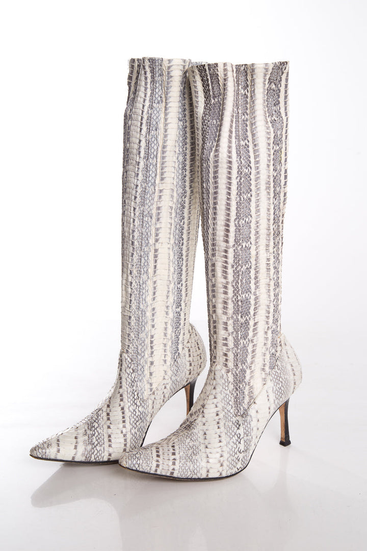 Manolo Blahnik Snakeskin Boots SZ 38.5
