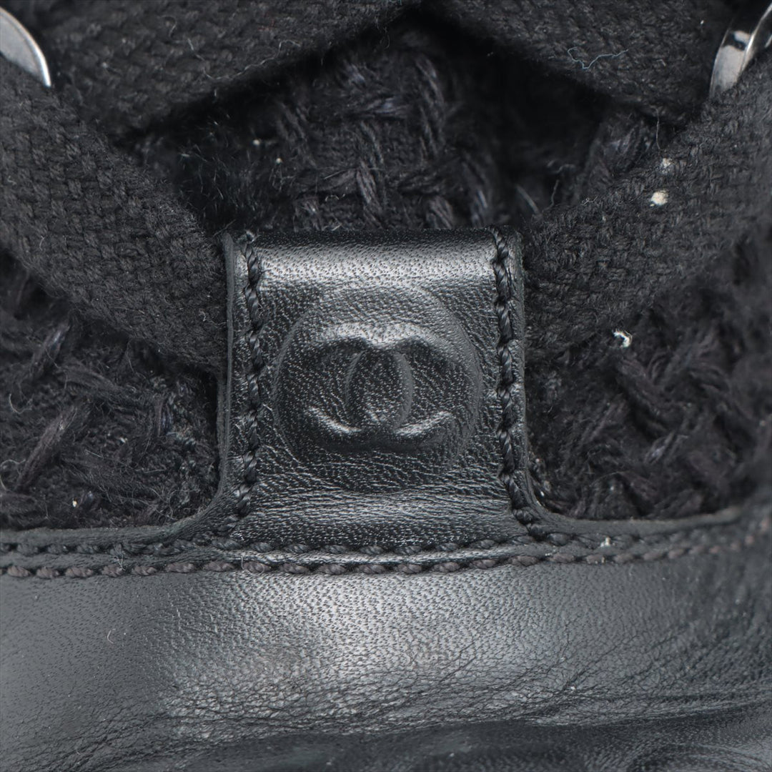 Top Quality Chanel Coco Wool x Leather Boots 36  Black G32179 Boar