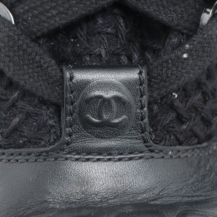 Top Quality Chanel Coco Wool x Leather Boots 36  Black G32179 Boar