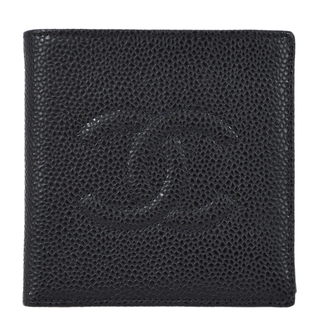 Top Quality Chanel 2000-2002 Black Caviar Bifold Wallet Purse