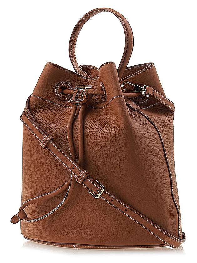 Burberry TB Logo Leather Small Bucket Bag Brown