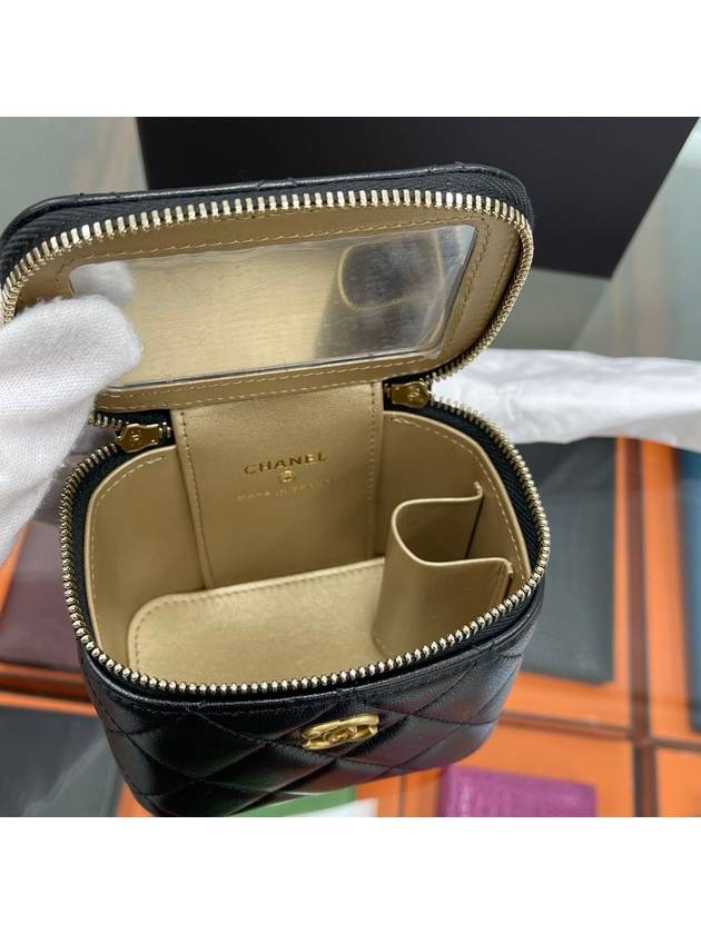CC Logo Classic Vanity Small Cosmetic Case Mini Bag Black Chanel