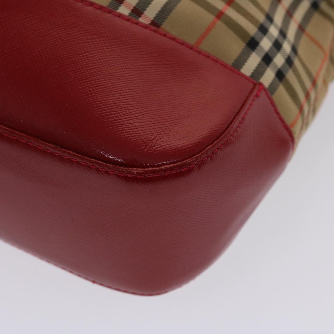 BURBERRYSs Nova Check Shoulder Bag Canvas Leather Beige Red Auth 49086