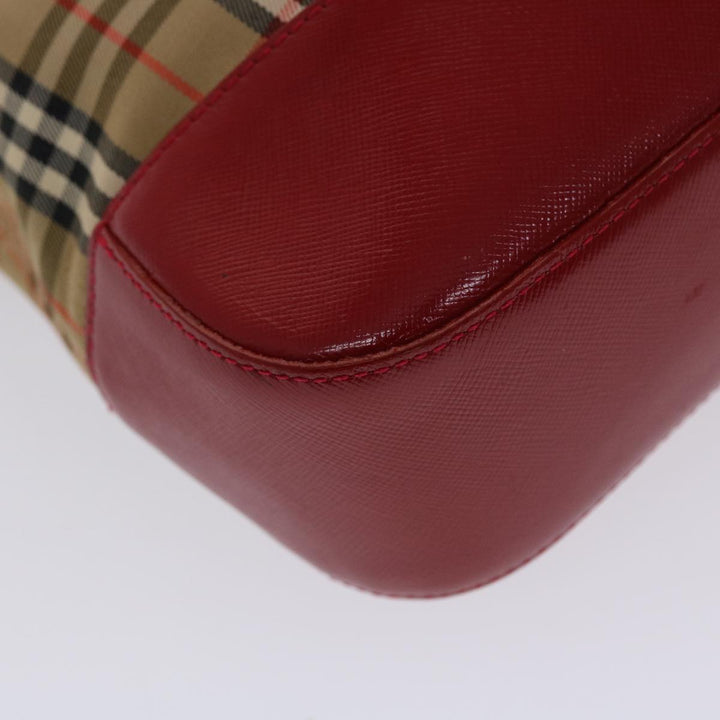 BURBERRYSs Nova Check Shoulder Bag Canvas Leather Beige Red Auth 49086