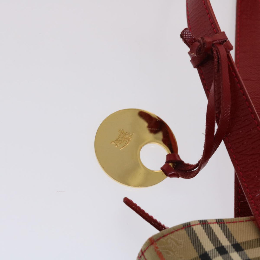 BURBERRYSs Nova Check Shoulder Bag Canvas Leather Beige Red Auth 49086