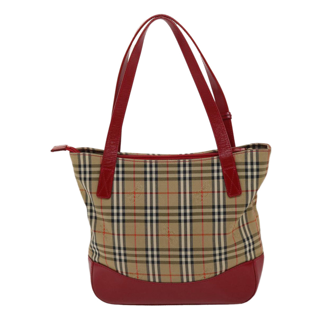 BURBERRYSs Nova Check Shoulder Bag Canvas Leather Beige Red Auth 49086