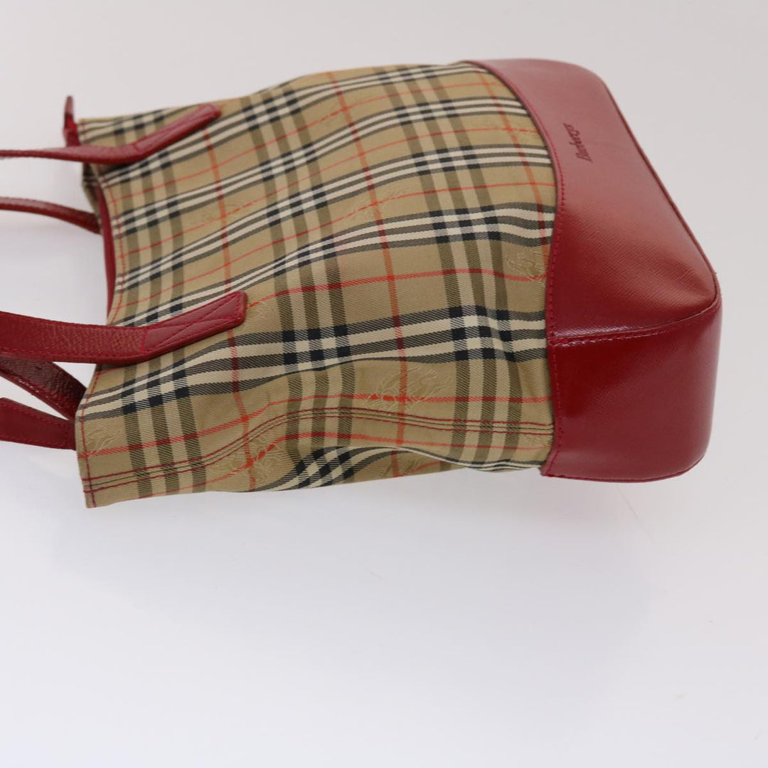 BURBERRYSs Nova Check Shoulder Bag Canvas Leather Beige Red Auth 49086