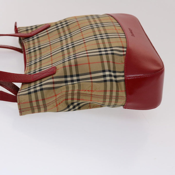 BURBERRYSs Nova Check Shoulder Bag Canvas Leather Beige Red Auth 49086